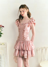Sweet Layered Pink Skirt Dress